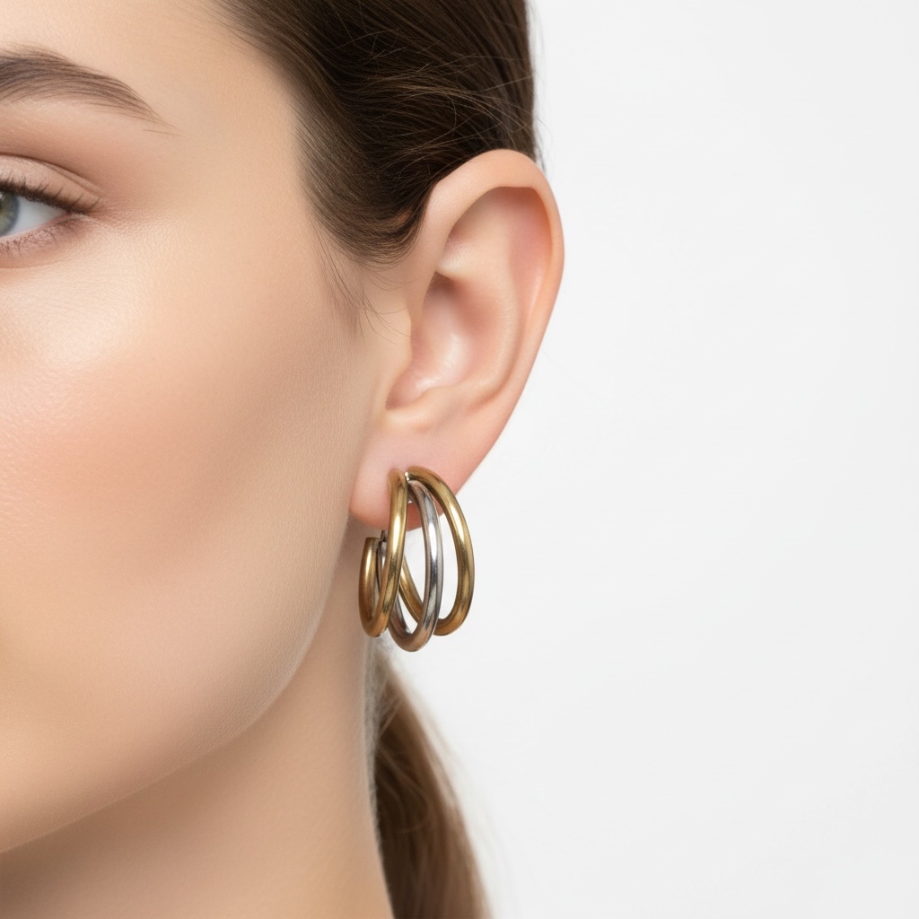 Triple Hoop Earrings - Image 4