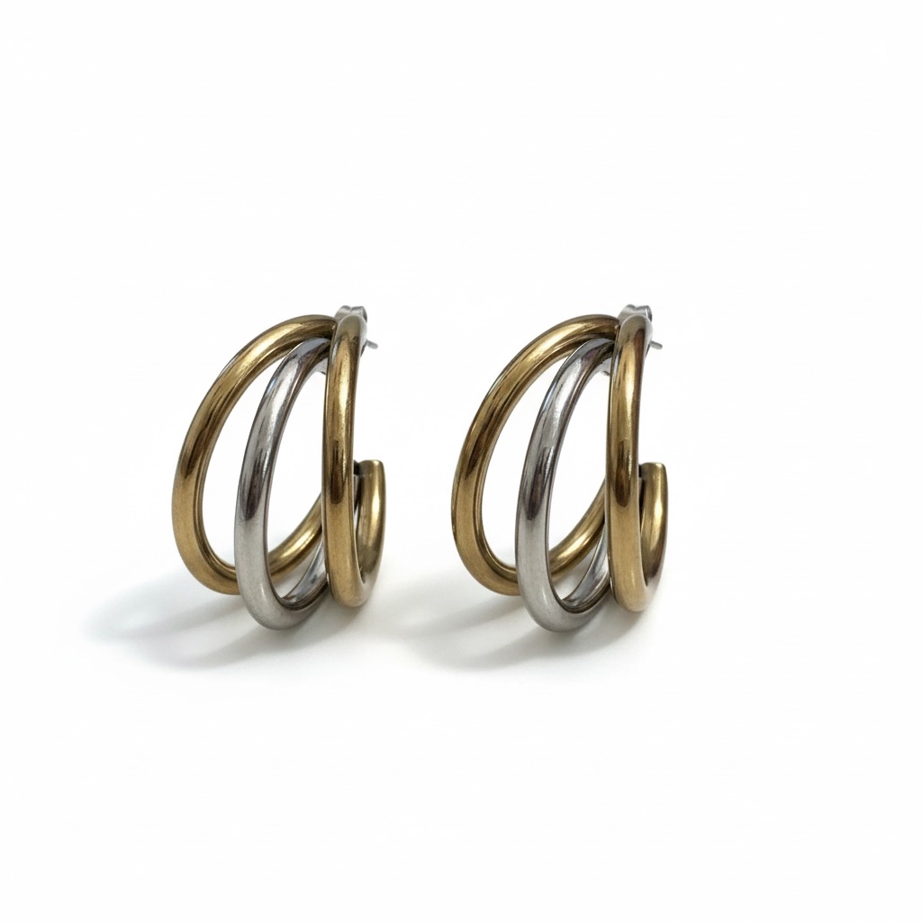 Triple Hoop Earrings - Image 2