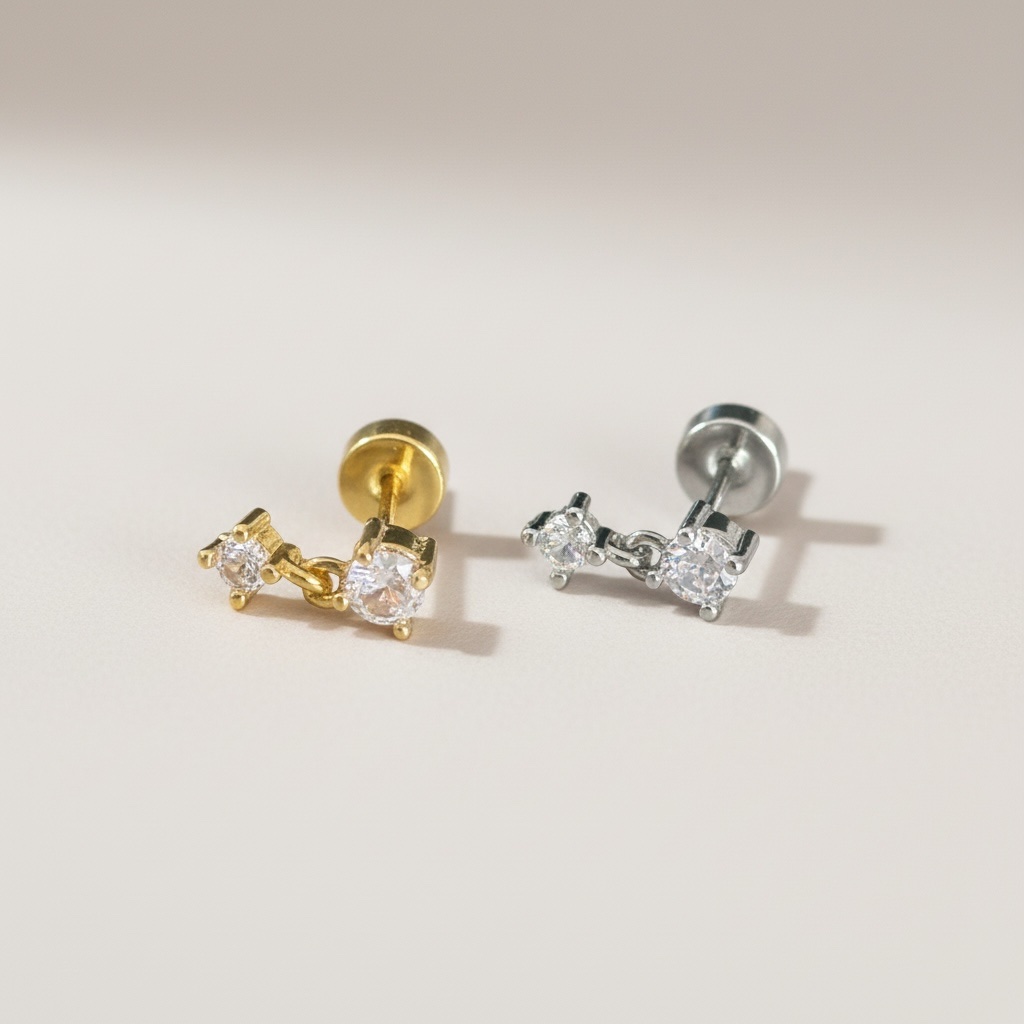 Twin Spark Drop Earrings - Image 2