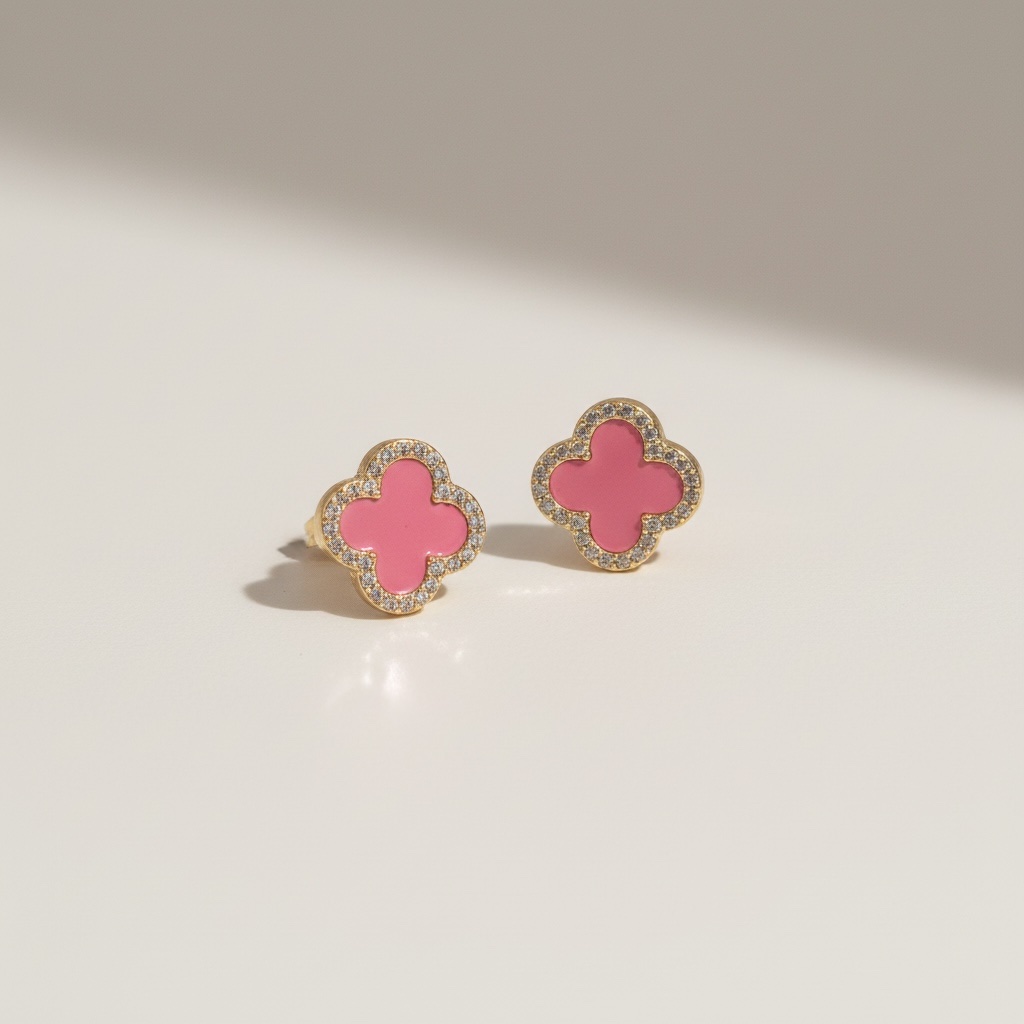 Blush Spark Clover Earrings - Image 4