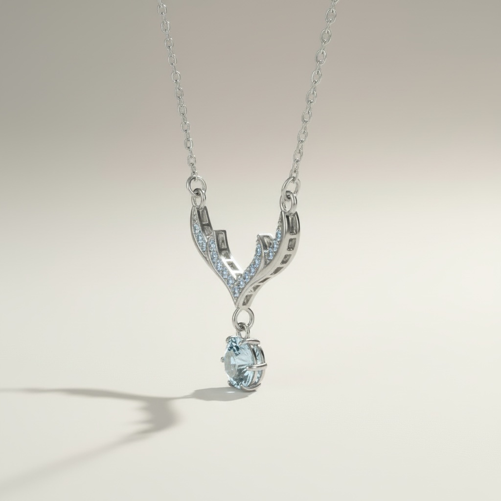 Crystal Drop Wings Necklace - Image 2